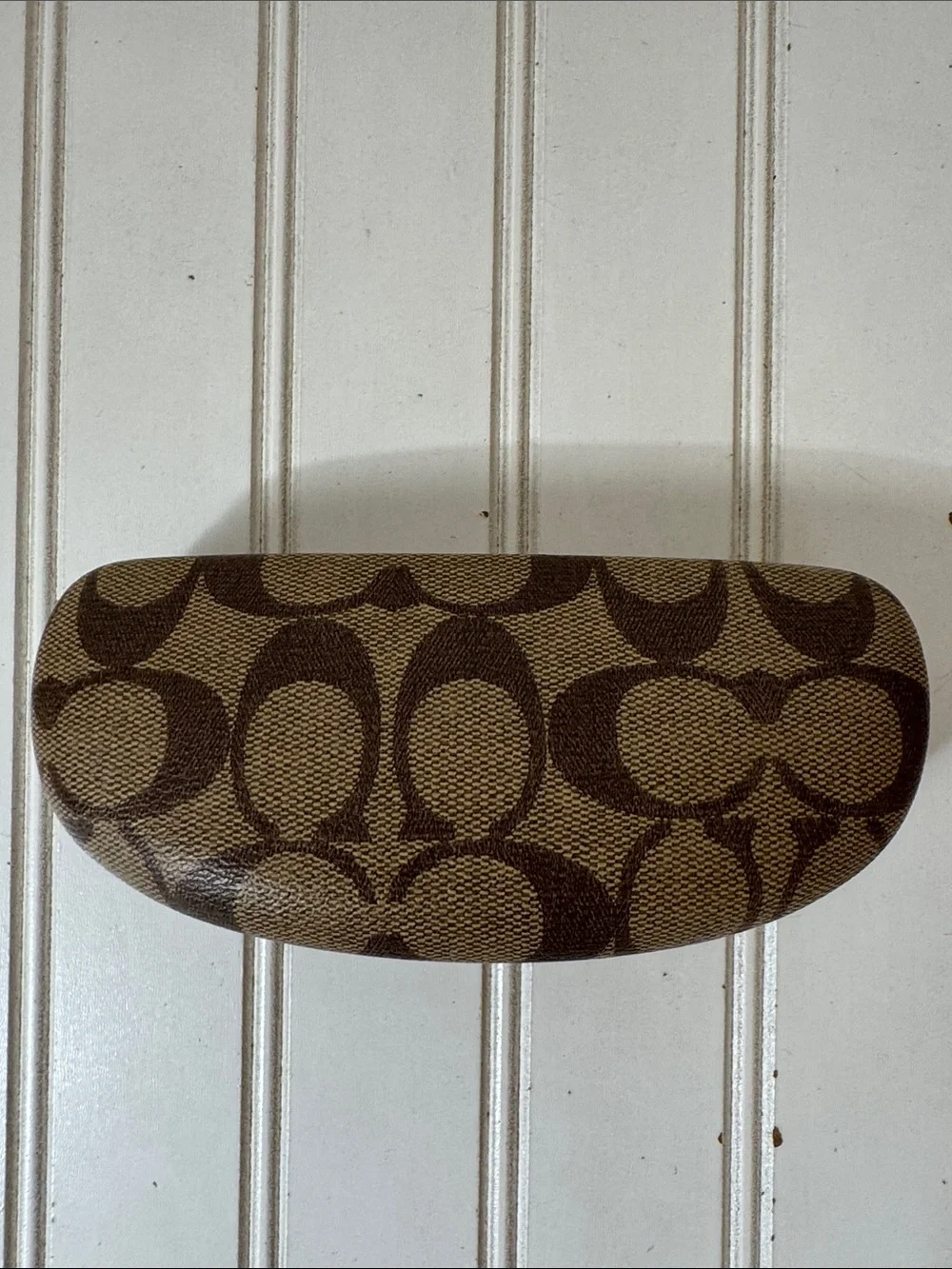 Coach CC Hard Clamshell Eye Glass Case‎ ONLY lens cloth included Brown Tan